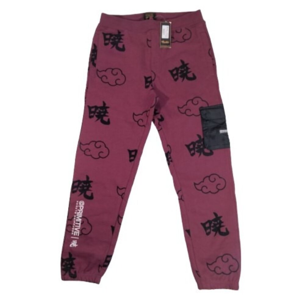 NWT Primitive Naruto Shippuden Sweatpants Small Red Akatsuki All Over Print Mens